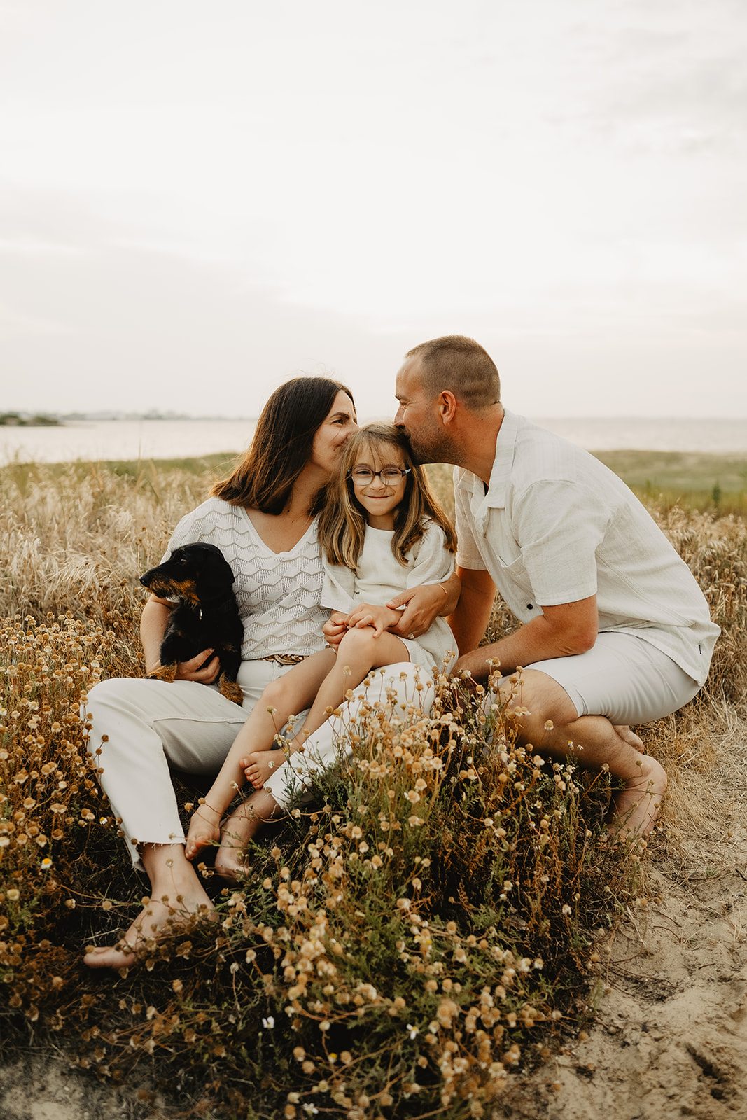 Famille à la Hume au coucher du soleil