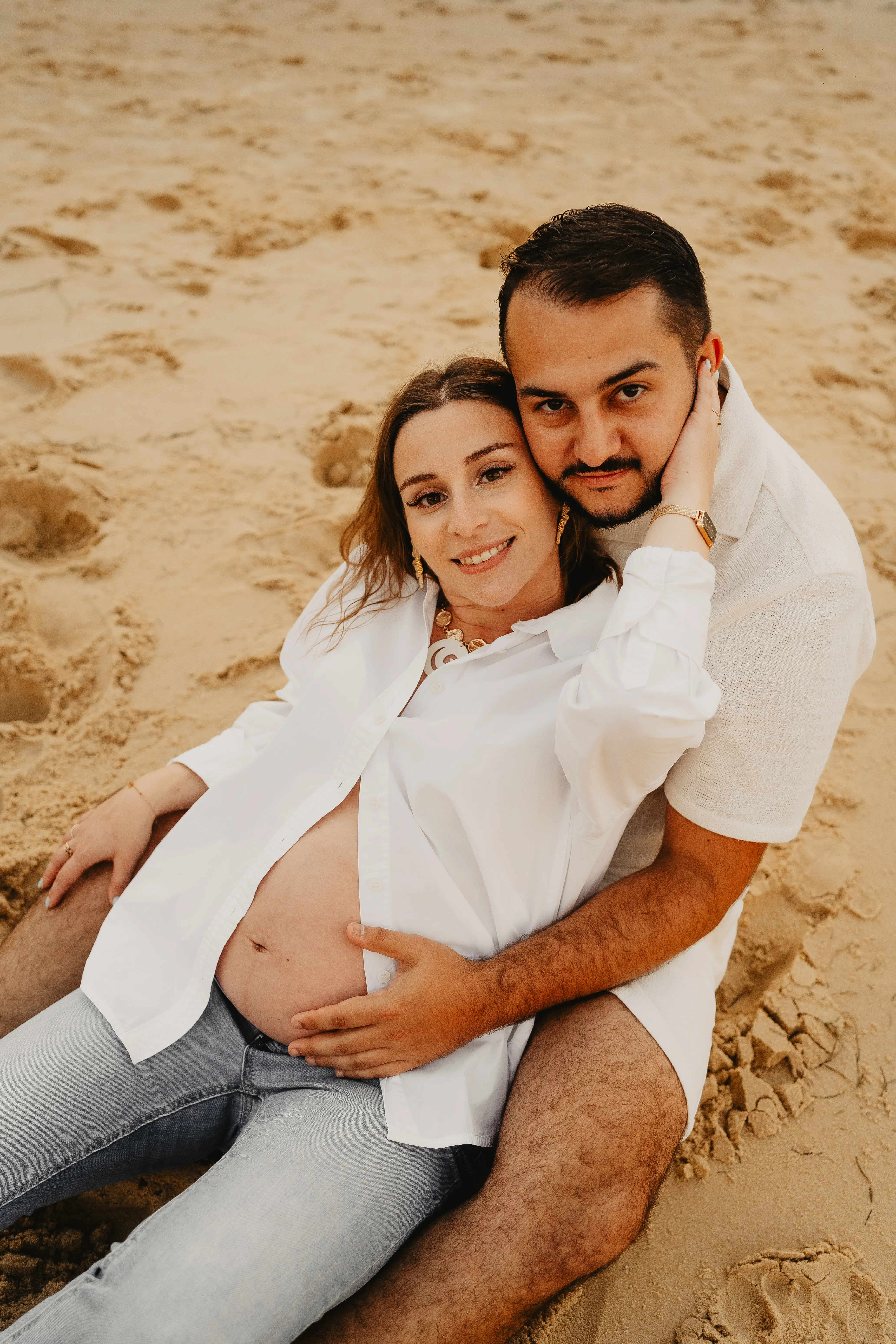 Fin de séance grossesse au coucher du soleil